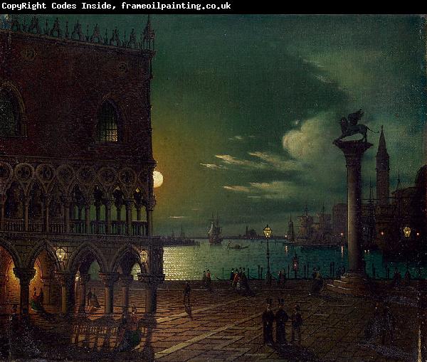 Ippolito Caffi Markusplatz in Venedig im Mondlicht